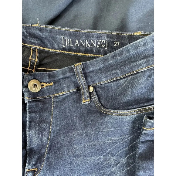 Blank NYC Women's Size 27 Blue Skinny Dark Wash Cotton Blend Stretch Denim Jeans - Picture 3 of 7